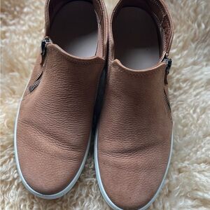 Camel colored Leather Slip-On Sneakers